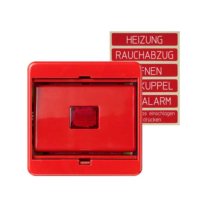 EURO UNITECH ELEKT - UEK561GLRT MASCHERINA CON VETRO E COPRITASTO ROSSO,