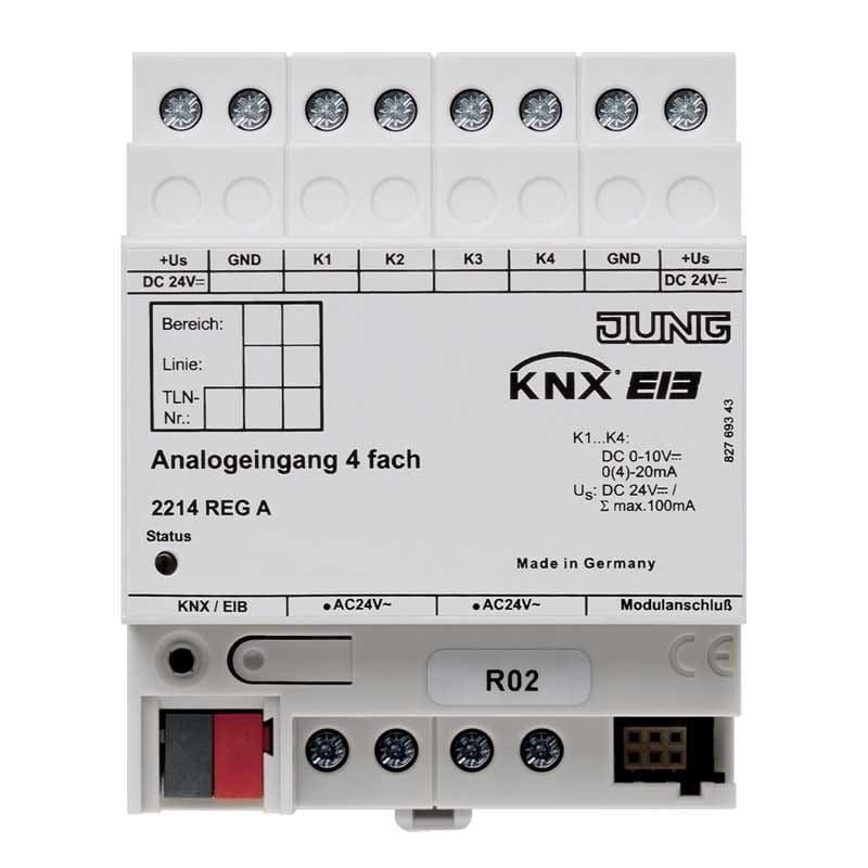 EURO UNITECH ELEKT - UEK2214REGA INGRESSO ANALOGICO KNX, 4 INGRESSI,