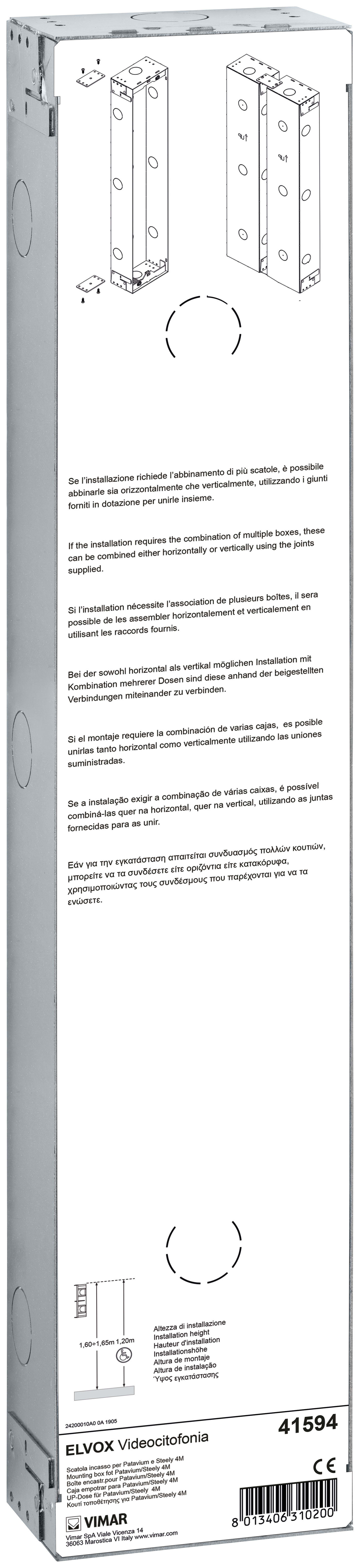 VIMAR SPA - VIW41594 SCATOLA INCASSO PER PATAVIUM E STEELY 4M