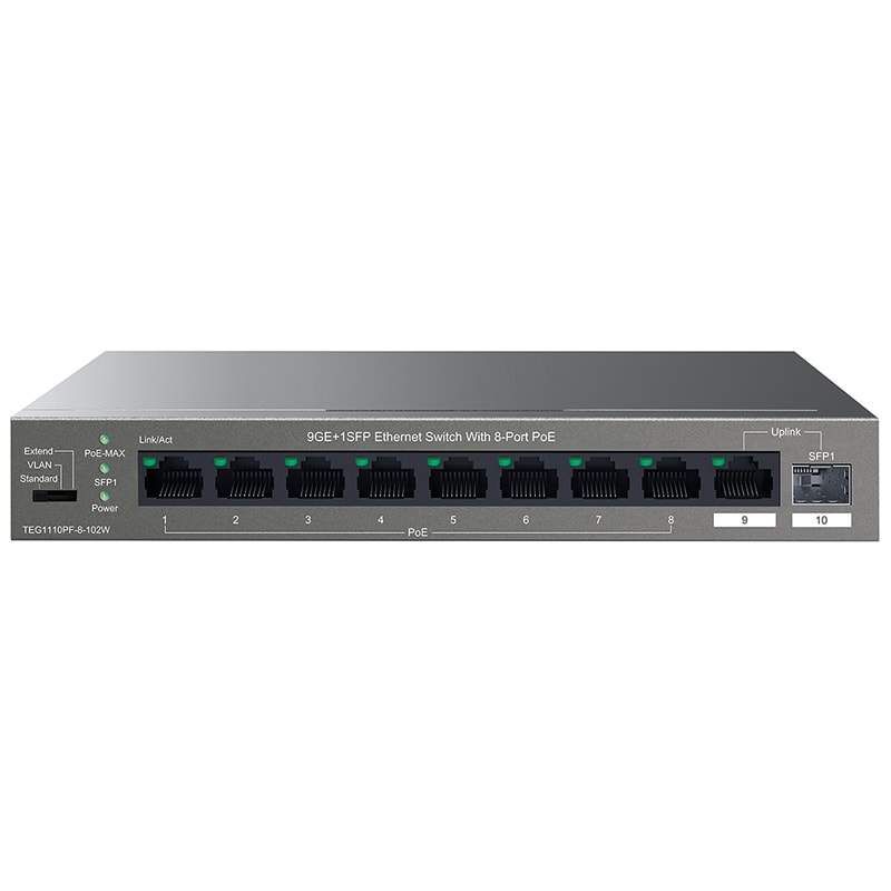 ELCART DISTRIBUTION - ERT429435900 SWITCH GIGA POE 8P + 1UPLINK+1SFP TENDA