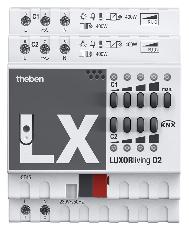 THEBEN SRL - THE4800470 LUXORLIVING D2 KNX ATTUATORE DIMM 2CAN 4