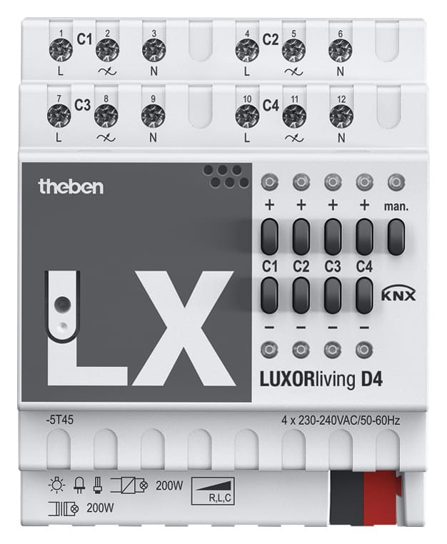 THEBEN SRL - THE4800475 LUXORLIVING ATTUATORE D4 KNX DIMMER4CAN