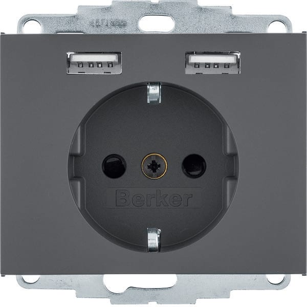 BERKER - BRK48037006 PRESA SCHUKO/USB, K.X ANTRACITE OPACO