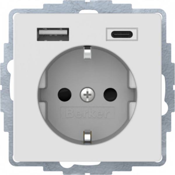 BERKER - BRK48046089 PRESA SCHUKO/USB A-C Q.X BIANC POL.VELL