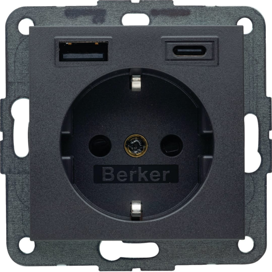 BERKER - BRK48141606 PRESA SCHUKO/USB AC 20W PD B.3 ANTR.OP.