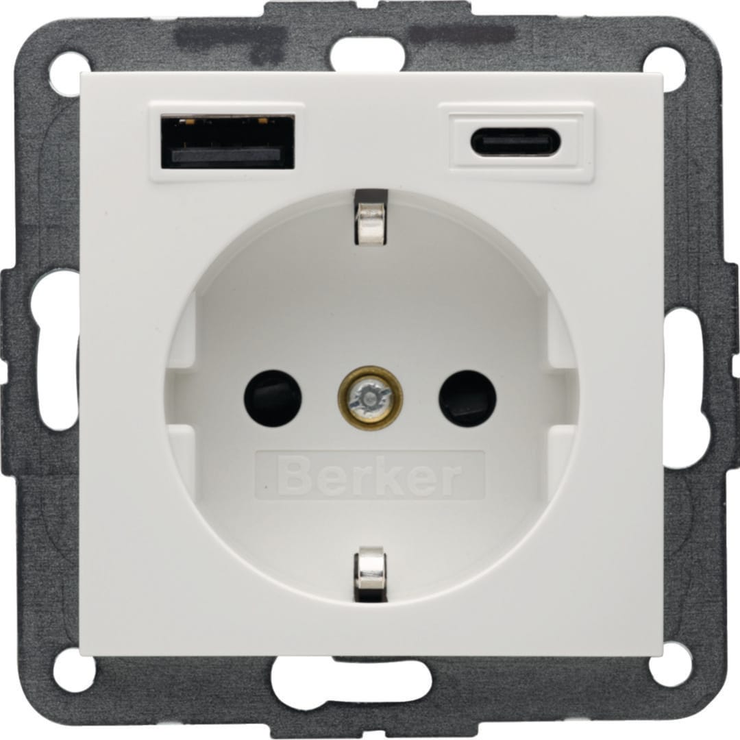 BERKER - BRK48148989 PRESA SCHUKO/USB AC 20W PD S.1 BIA. POL.
