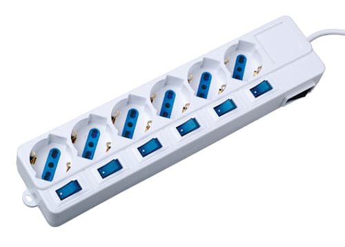 MELCHIONI SPA - MEM492518038 MULTIPRESA BIANCA N6 PRESE SCHUKO/BIPASS