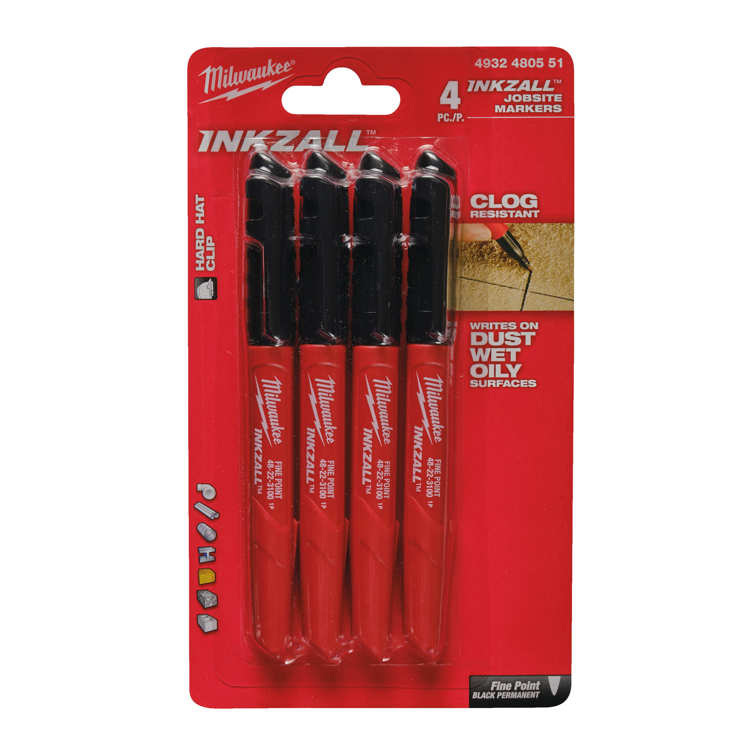 MILWAUKEE - AEG - COP4932480551 PROMO PENNARELLO INDELE PUNTA FINE 4 PZ