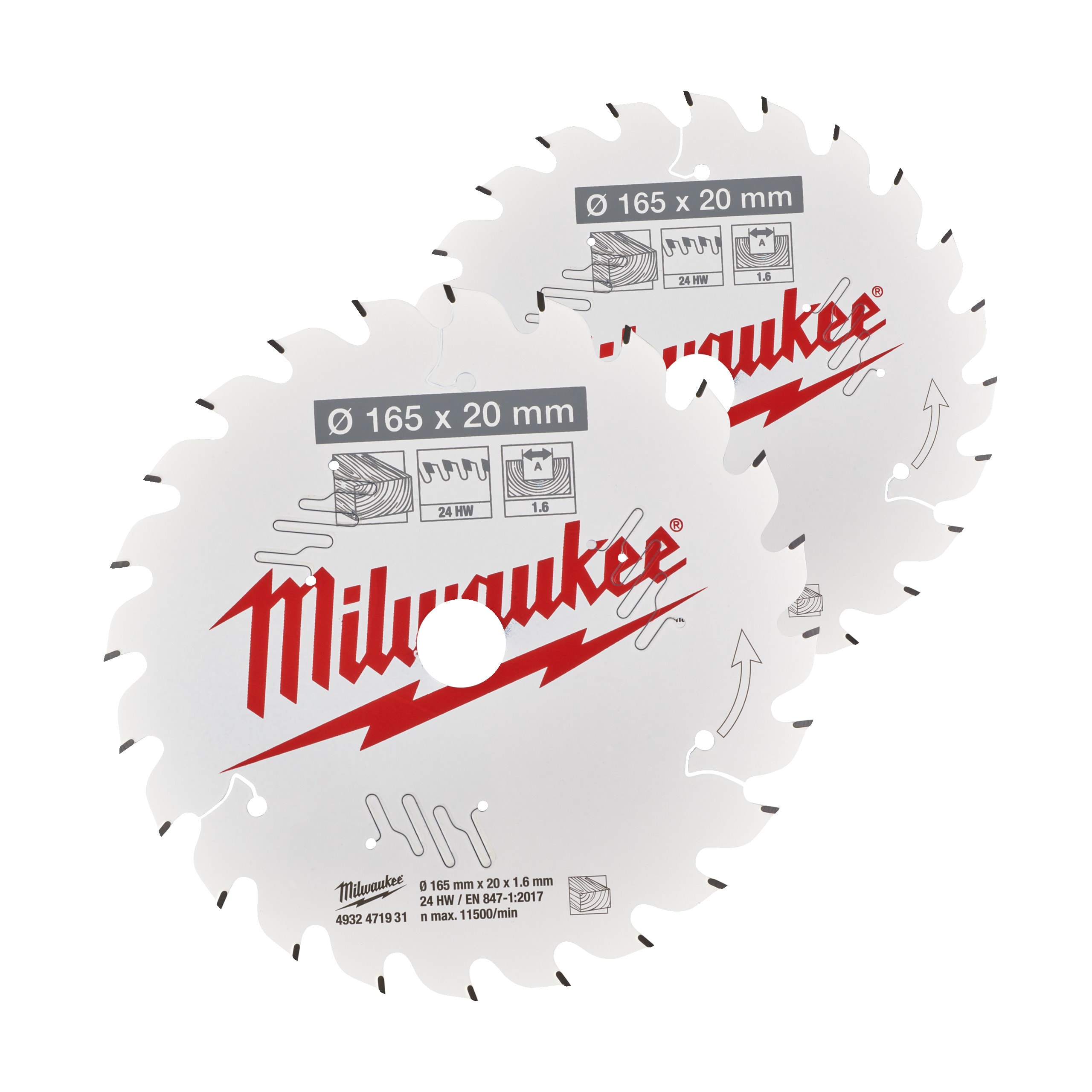 MILWAUKEE - AEG - COP4932492433 SET LAME SEGA CIRCOLARE 2PZ 165 40 DENTI