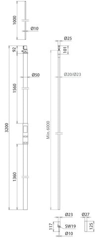 DEHN ITALIA SPA - DEH819336 TUBO PORTANTE 3,2M CON ASTA 1,0M, HVI D2
