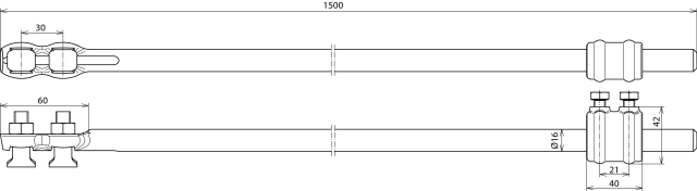 DEHN ITALIA SPA - DEH480150 Aste di adduzione Fe/tZn -SET- L 1500mm con manicotto di sezionamento e vite KS