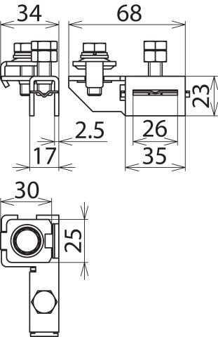 DEHN ITALIA SPA - DEH540199 Staffa portafilo per il fissaggio del na stro tenditore 25x0,3mm con campo serrag gio Td 1x10mm oppure 2x6-8mm