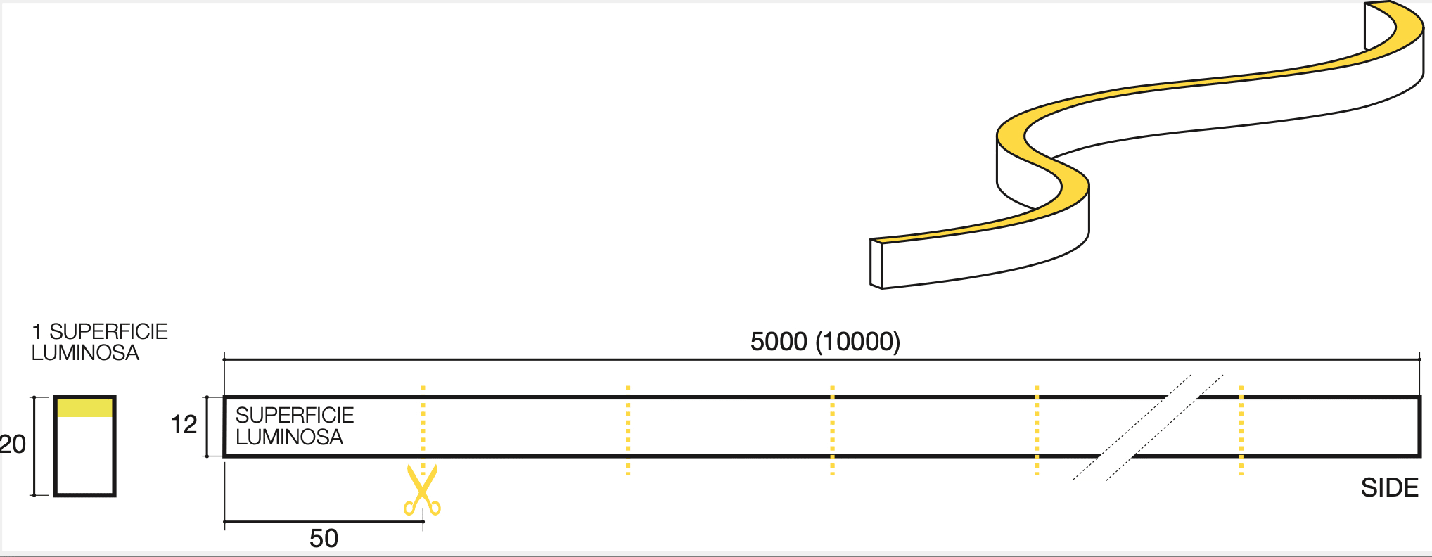 SICOM - SOL5609212 SICOMTAPE NEON SIDE 10W 3000 IP67-5M