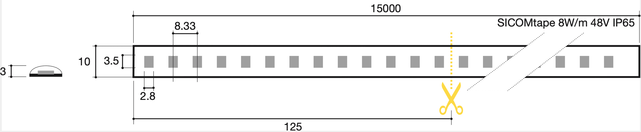 SICOM - SOL561480893065 SICOMTAPE 8W/M 930 48V ULTRALONG 15M IP6