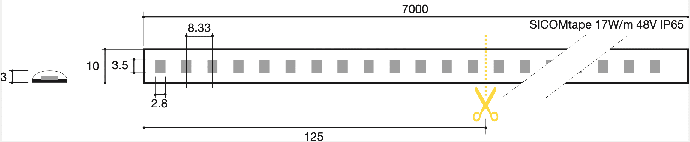 SICOM - SOL561481793065 SICOMTAPE 17W/M 930 48V ULTRALONG 7M IP6