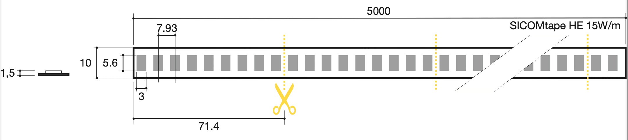 SICOM - SOL561HE1593020 SICOMTAPE HE 15W/M 930 24V