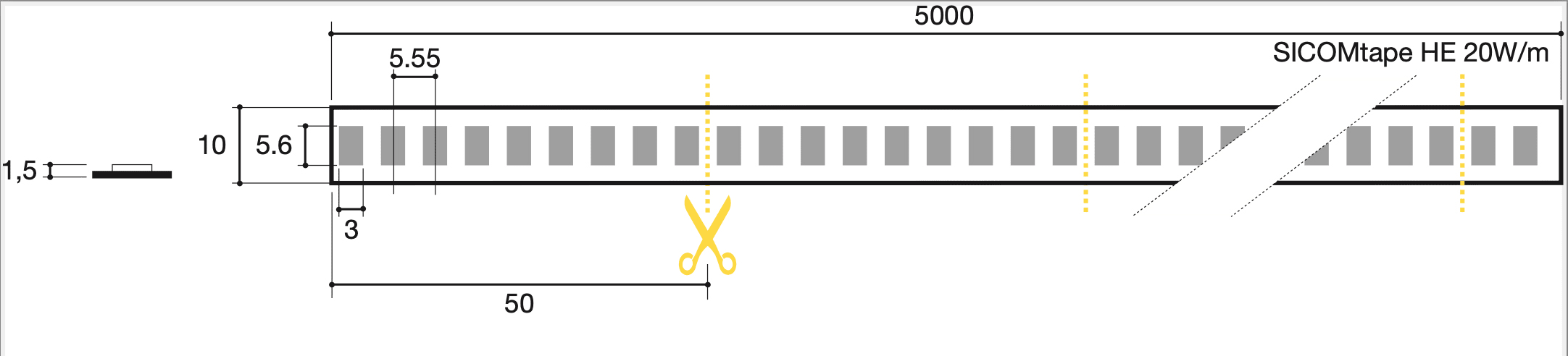 SICOM - SOL561HE2094020 SICOMTAPE HE 20W/M 940 24V