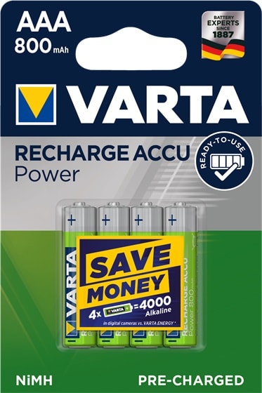 VARTA CONSUMER BATT - VAT56703101404 AAA RECHARGE ACCU POWER X4 (800 MAH)