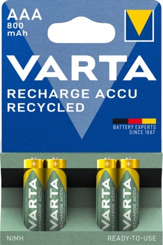 VARTA CONSUMER BATT - VAT56813101404 AAA RECHARGE ACCU RECYCLED X4 (800 MAH)
