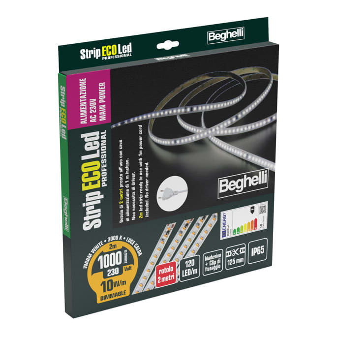 BEGHELLI - BEG57688 STRIPLED AC230V 10W IP65 3K 2M