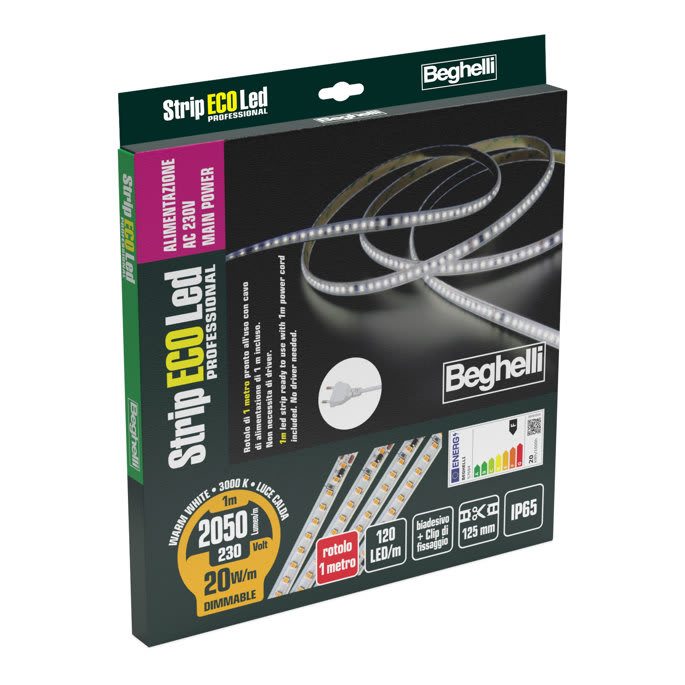 BEGHELLI - BEG57694 STRIPLED AC230V 20W IP65 3K 1M