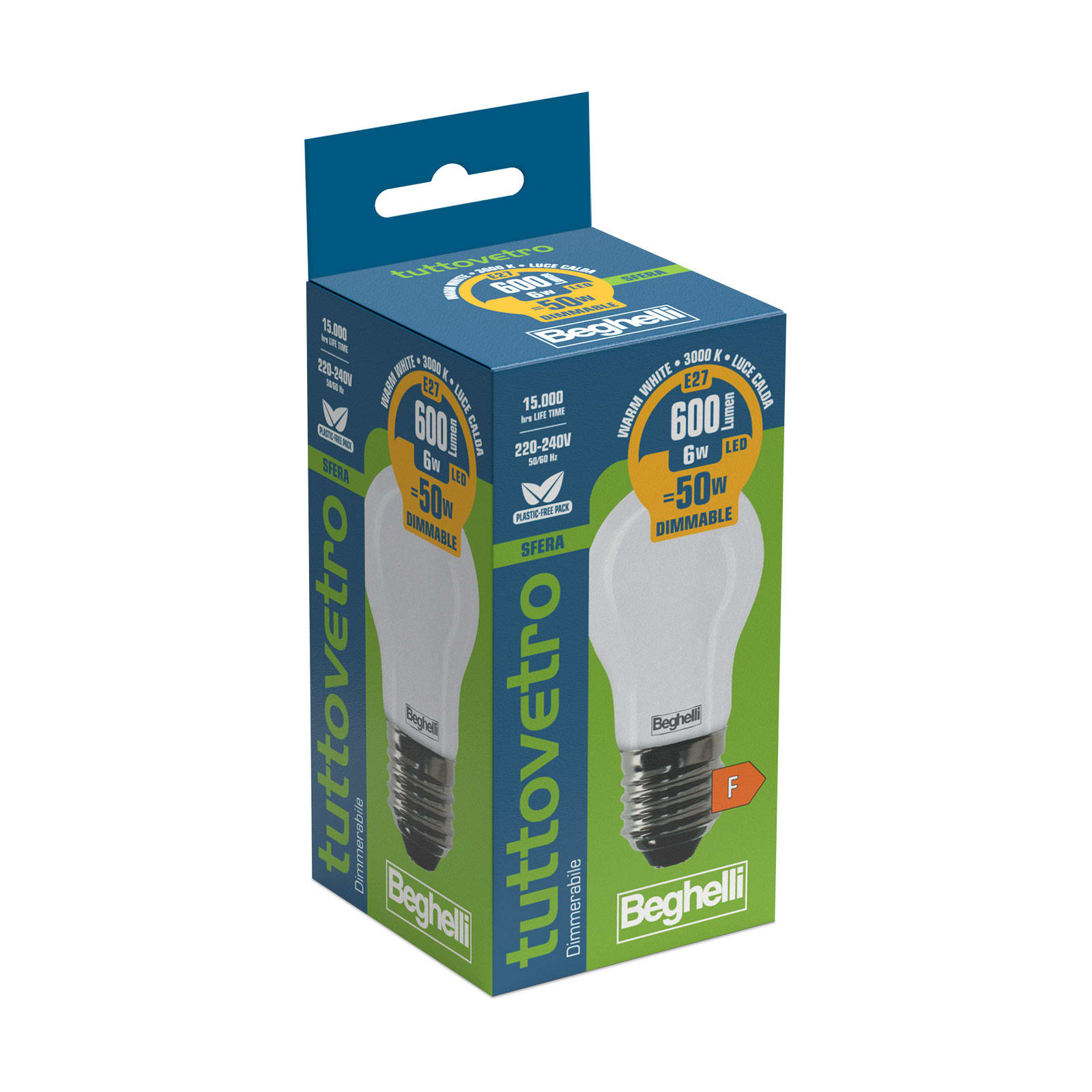 BEGHELLI - BEG58102 TVETRO LED OP SFE DIM 6WE27 3K