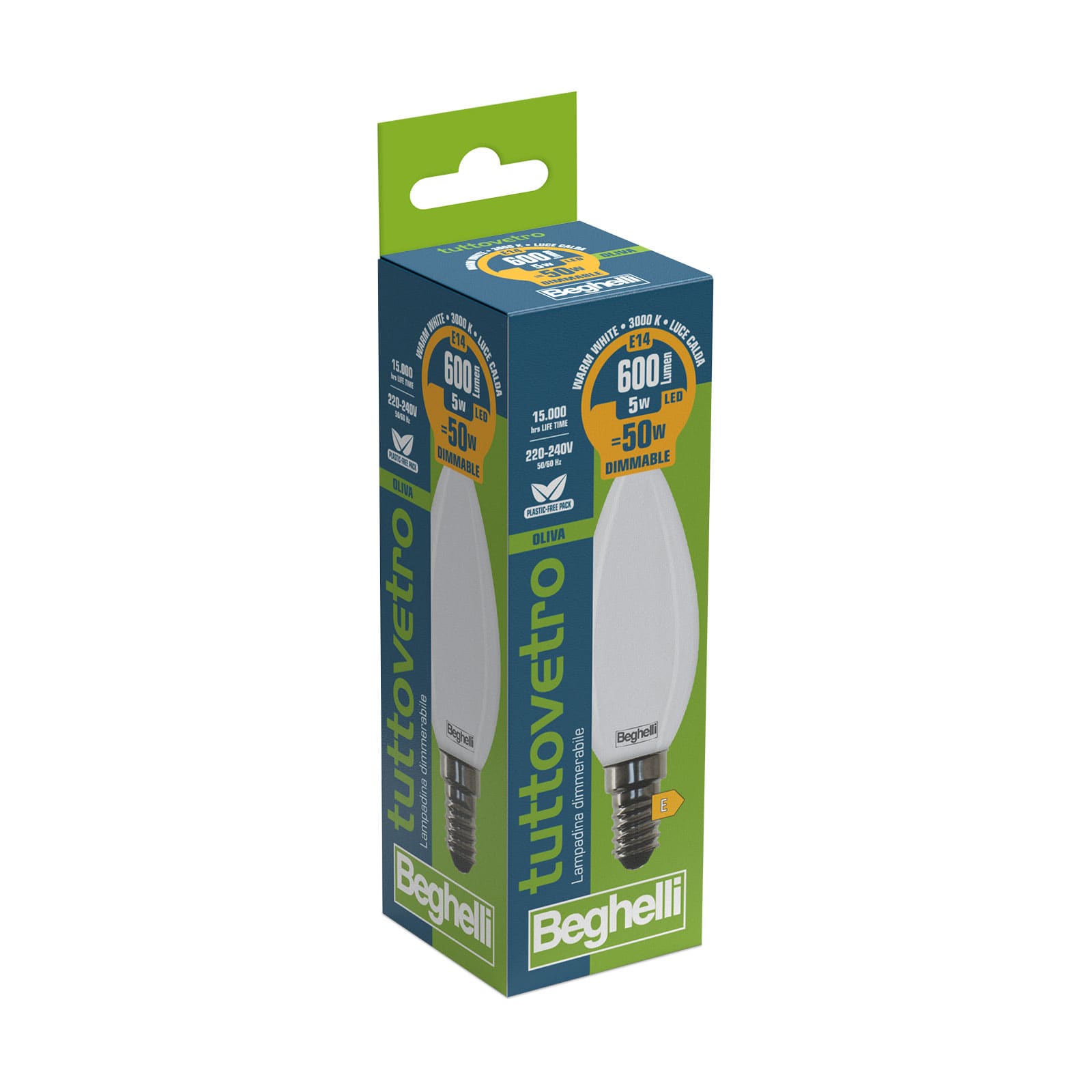 BEGHELLI - BEG58108 FULLGLASS OPAL OL DIM5W E14 3K