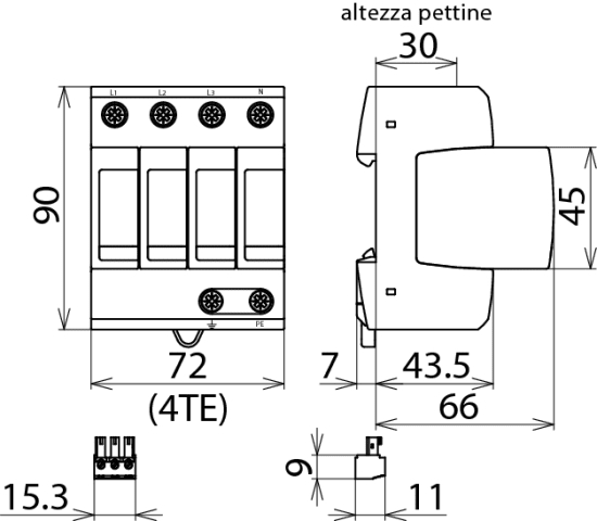 DEHN ITALIA SPA - DEH952405 SPD T2 4P A CARTUCCE, CON CONTATTO 275V