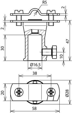 DEHN ITALIA SPA - DEH106128 Staffa portafilo in INOX Td 7-10mm con b occola di fissaggio in zama D 16mm