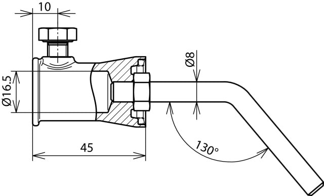 DEHN ITALIA SPA - DEH106342 Adattatore di fissaggio INOX a 130 gradi con bussola in zama D 16mm per DEHNiso