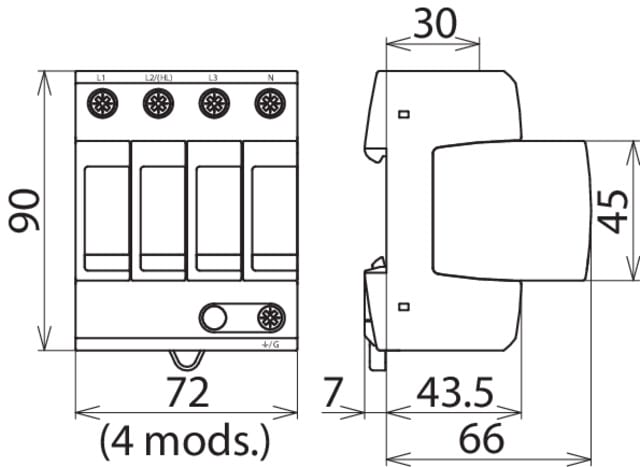 DEHN ITALIA SPA - DEH908344 DEHNGUARD DG MU 3PH 480 4W+G