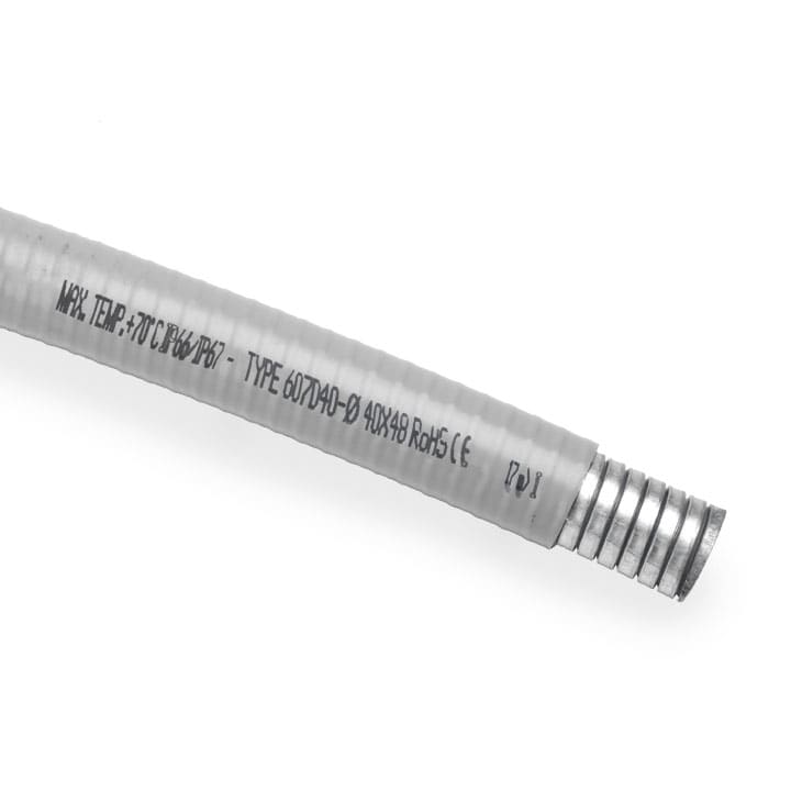 COSMEC - CSM607D-75N Tubo flessibile metallico, doppia aggraffatura ricop. in PVC, diametro 75x84 mm, nero, AD75