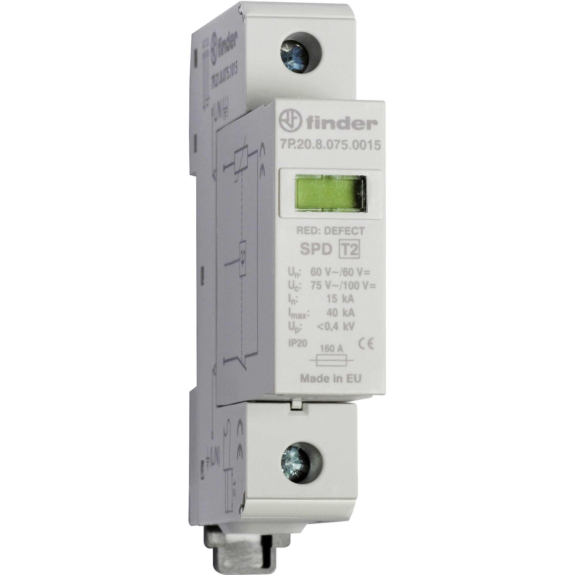 FINDER SPA - FIN7P2180750015 SPD CLASSE2 UNIPOL 1P 275VAC 20KA NO REM