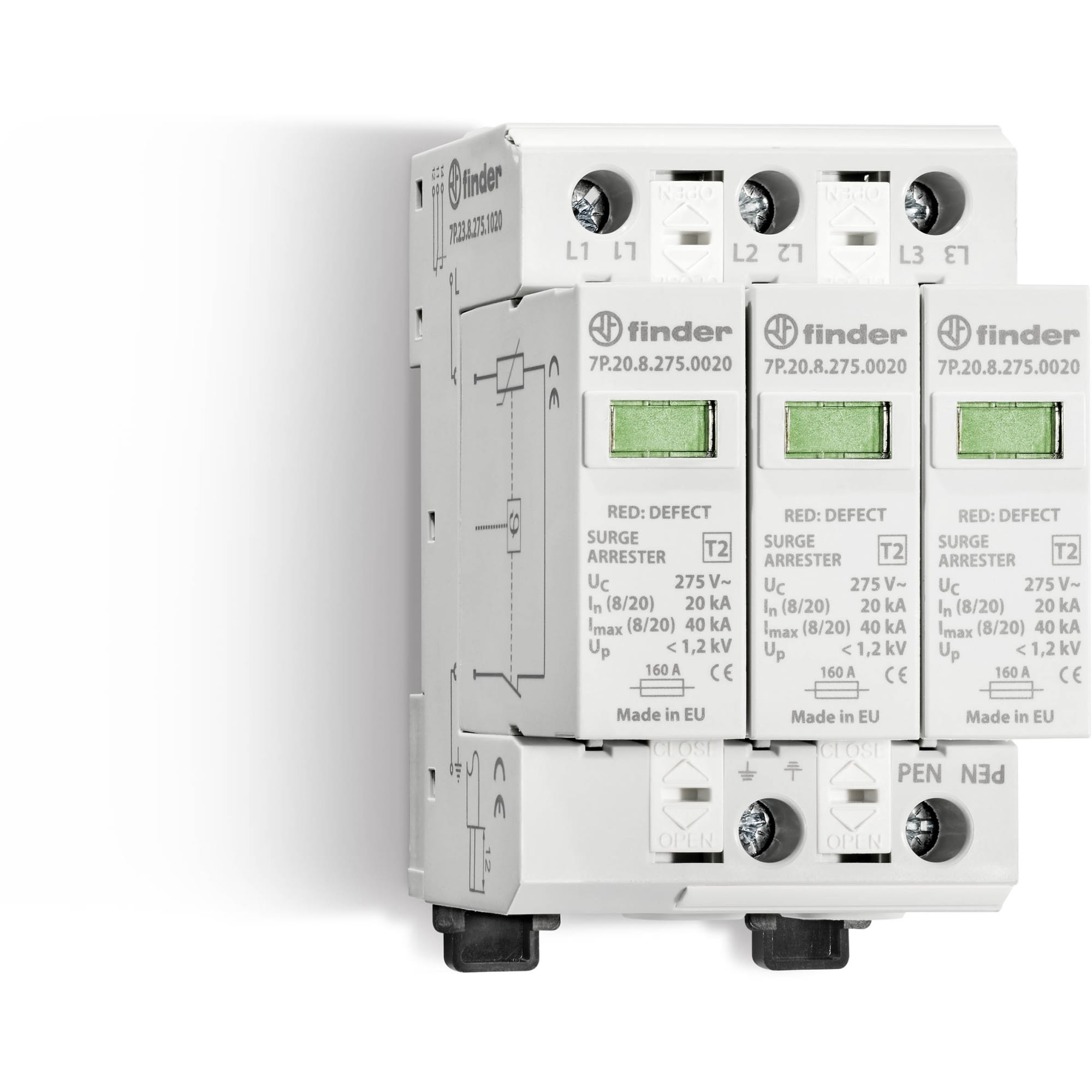 FINDER SPA - FIN7P2382750020 SPD CLASSE2 TRIF 3P 275VAC 3+0 20KA NO R
