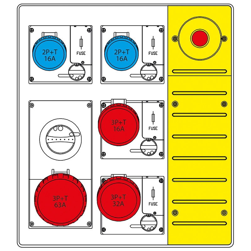 SCAME PARRE SPA - SCA657.5935-038 MBOX3 S/PORTA PR.OMNIA C/FUS+63A +EMERG.