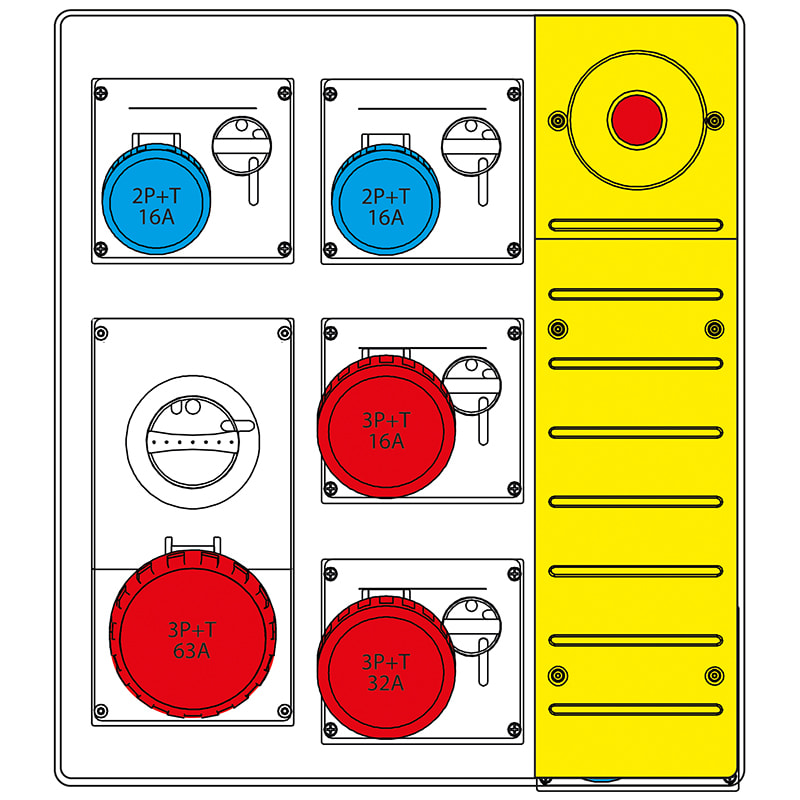 SCAME PARRE SPA - SCA657.7935-017 MBOX3 S/PORTA PR.OMNIA S/FUS+63A +EMERG.