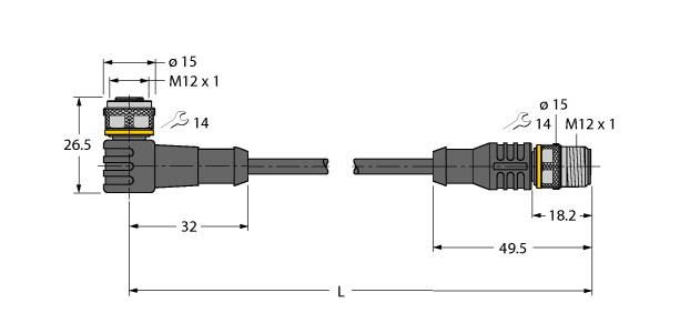 TURCK BANNER SRL - TUK6625640 WKC4.4T-2-RSC4.4T/TXL