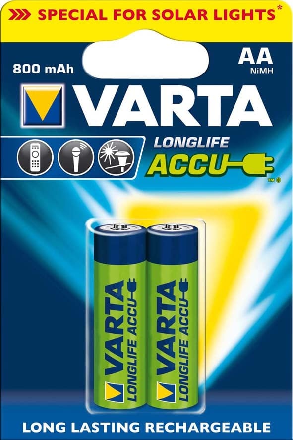 VARTA CONSUMER BATT - VAT56736101402 AA RECHARGE ACCU SOLAR X2 (800 MAH)