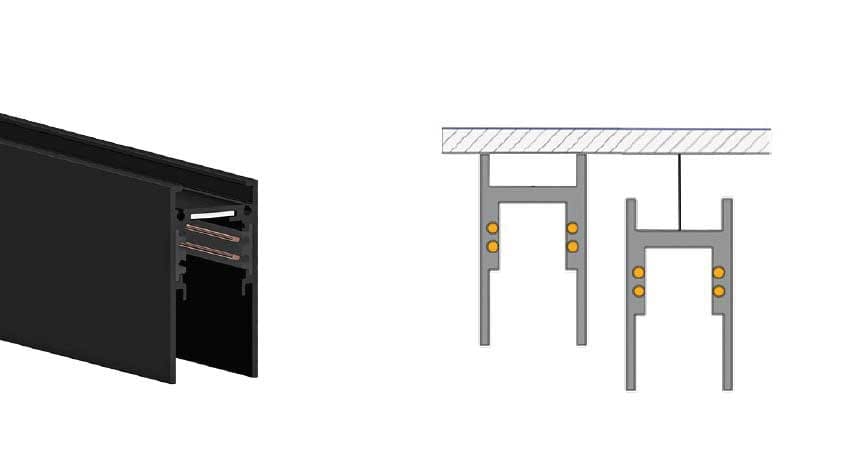 SIDE SPA - SDEM-25102H BINARIO 48VDC PLAFONE SOSPENSIONE L.1000