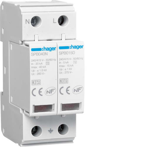 HAGER - HAGSPB215D SPD 2P T2 TNS/TT 15KA