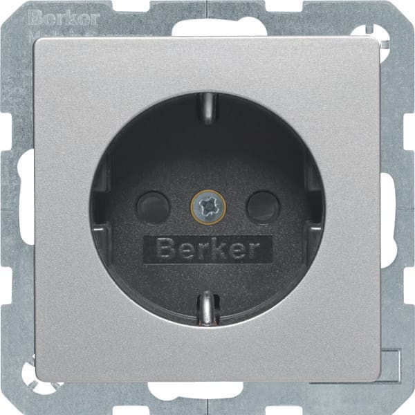 BERKER - BRK7341236084 P.SCHUKO Q1/Q3 ALU VELLUTO, VERNICIATO