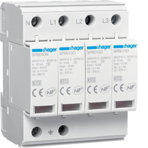 HAGER - HAGSPB415D SPD 4P T2 TNS/TT 15KA