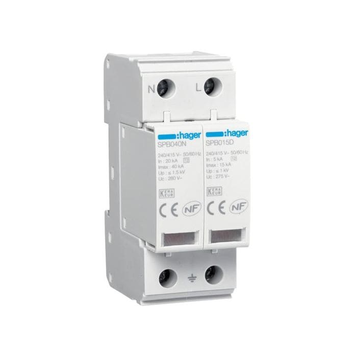 HAGER - HAGSPB215R SPD 2P T2 TNS/TT 15KA CON CONTATTO AUX