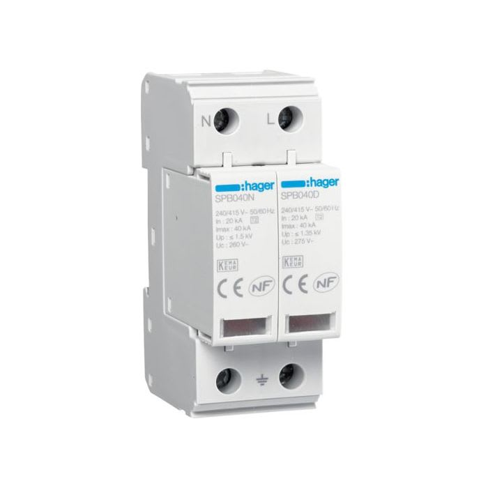 HAGER - HAGSPB240D SPD 2P T2 TNS/TT 40KA