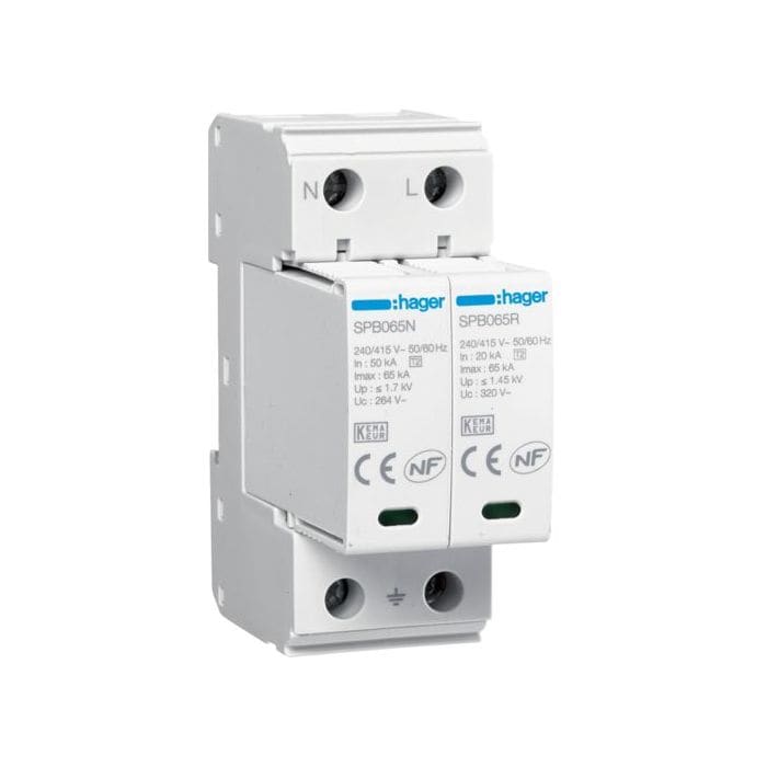 HAGER - HAGSPB265R SPD 2P T2 TNS/TT 65KA CON CONTATTO AUX