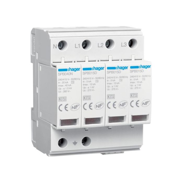HAGER - HAGSPB415R SPD 4P T2 TNS/TT 15KA CON CONTATTO AUX