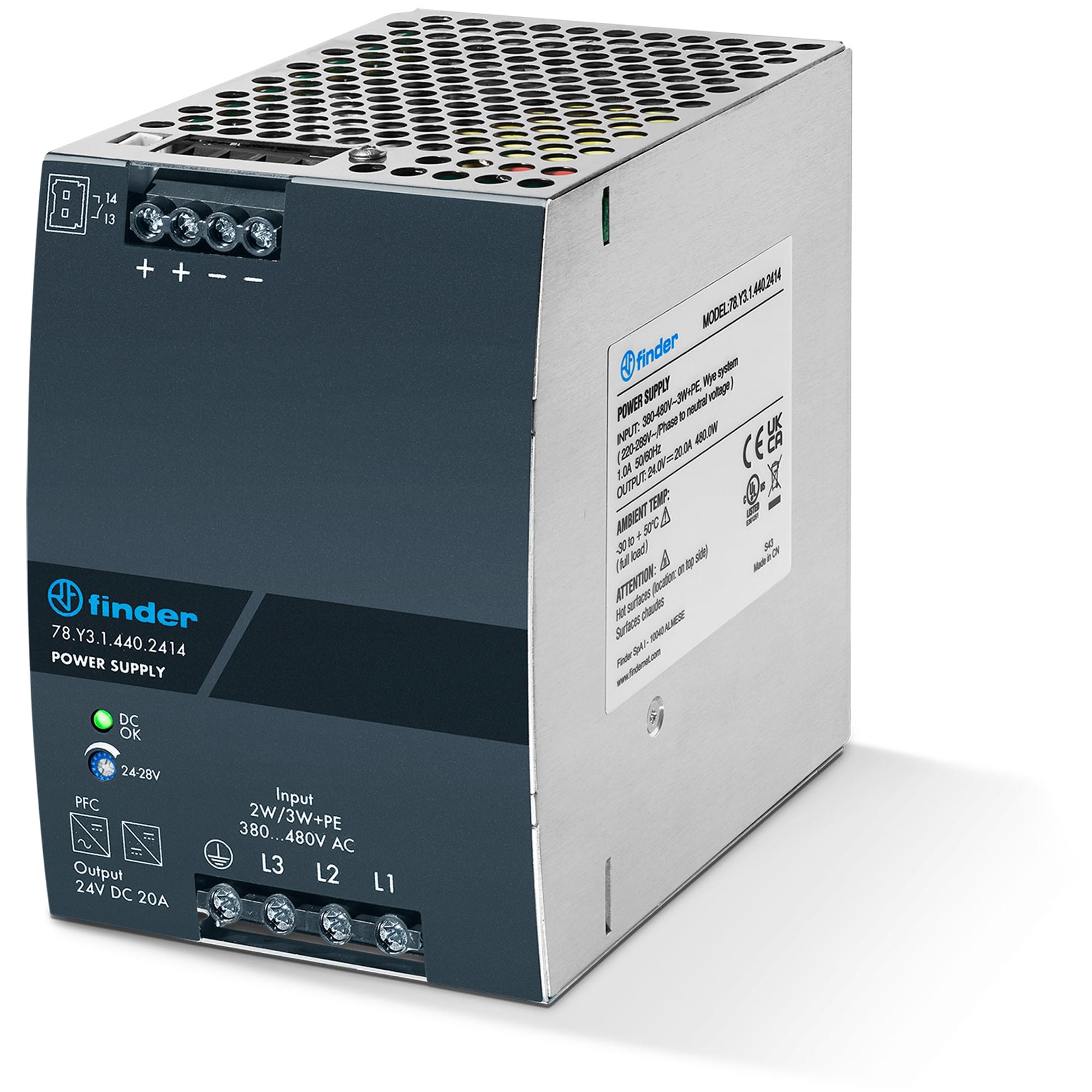 FINDER SPA - FIN78Y314402414 ALIMENTATORE SWITCHING 20A 24VDC 480W