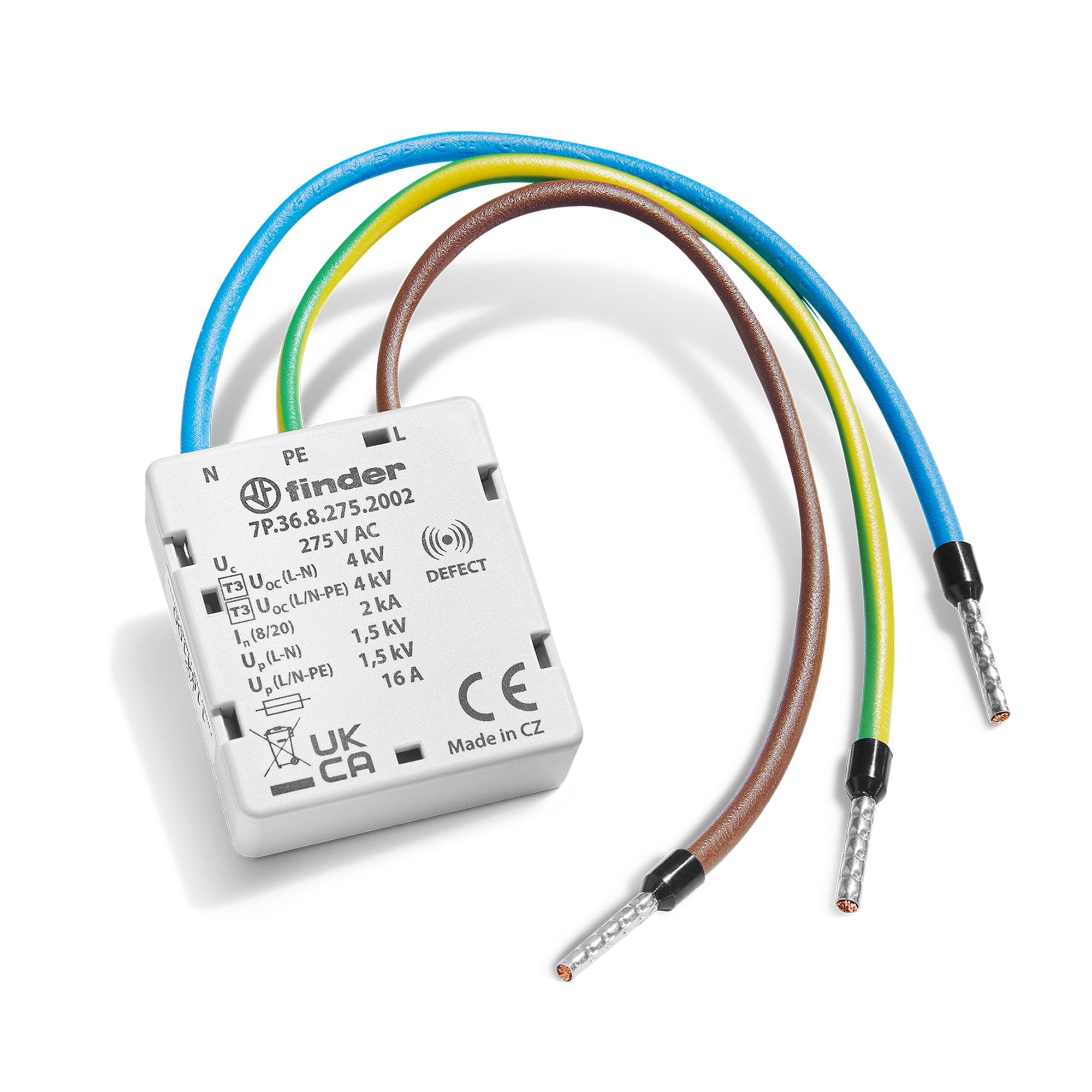 FINDER SPA - FIN7P3682752002 SPD CLASSE3 MONOFASE INCAS. 275VAC 4KV 2