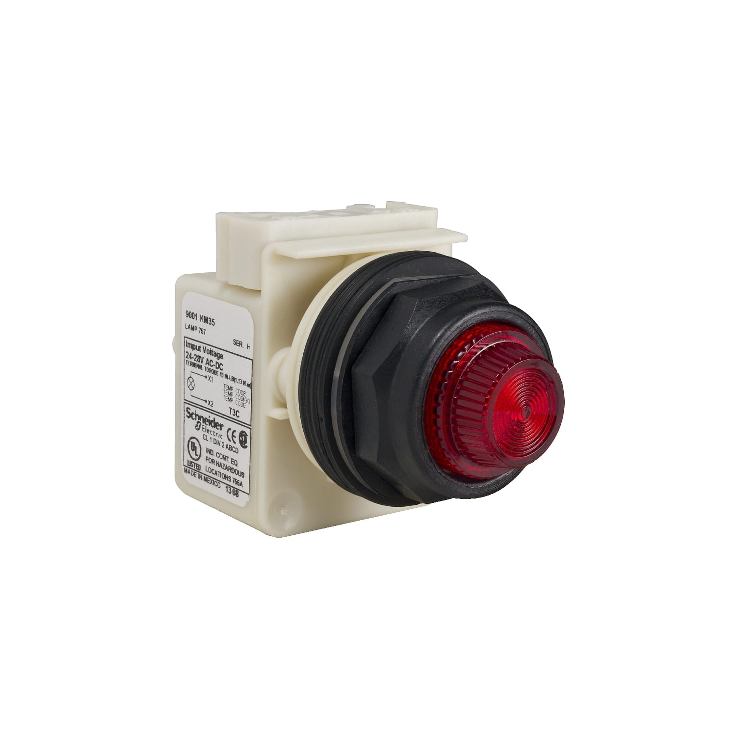 SCHNEIDER ELECTRIC - SNR9001SKT35LRR31 PULSANTE TEST LED ROSSO 24V 1NC/NO