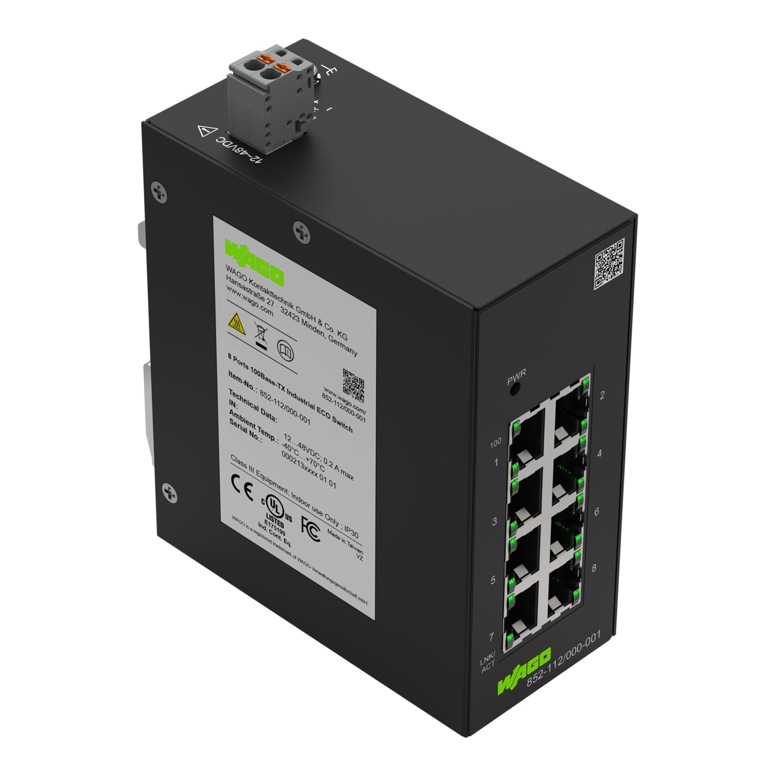 WAGO ITALIA SRL - WAG852-112/000-001 SWITCH INDUSTRIALE ECO A 8 PORTE, NERO
